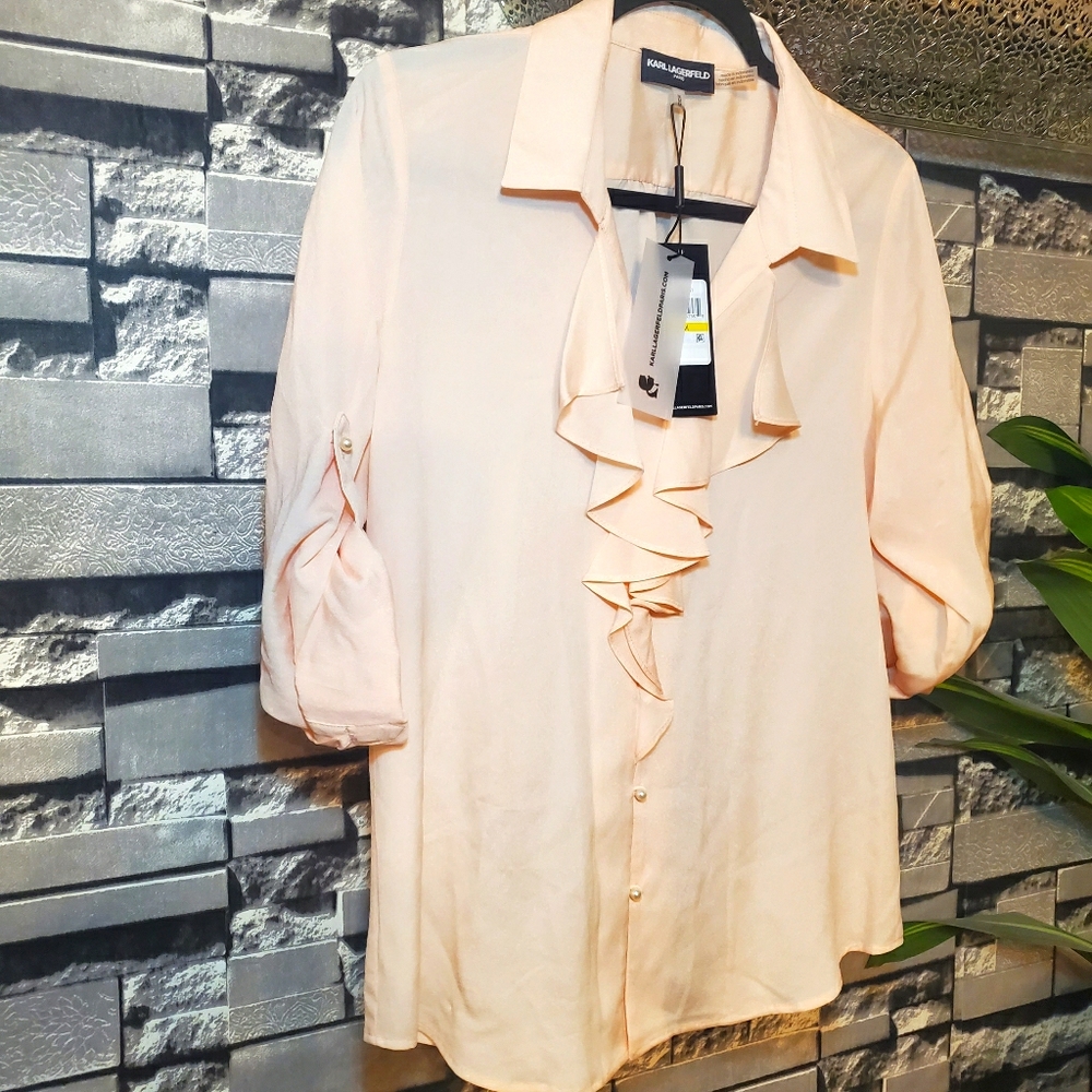 KARL LAGERFELD PARIS Ruffle front Blouse